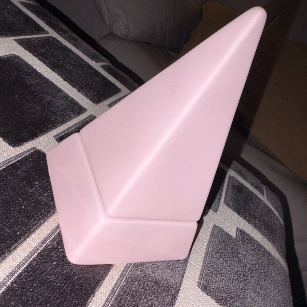 Vintage Pink Ceramic Pyramid Trinket Container